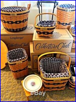ENTIRE LOT 12 JW Longaberger Miniature Mini Basket Set, COAs Liners Protectors