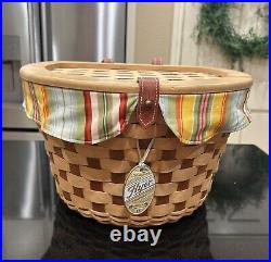 HTF Longaberger 2006 Bicycle Bike Basket Combo Natural/Cherry