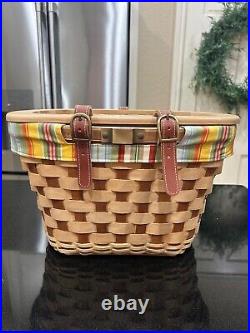 HTF Longaberger 2006 Bicycle Bike Basket Combo Natural/Cherry