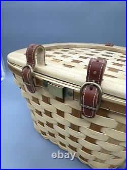 HTF Longaberger 2006 Bicycle Bike Basket Combo Natural/Cherry