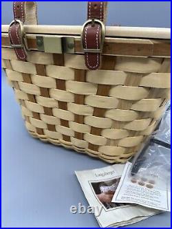 HTF Longaberger 2006 Bicycle Bike Basket Combo Natural/Cherry