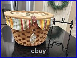 HTF Longaberger 2006 Bicycle Bike Basket Combo Natural/Cherry