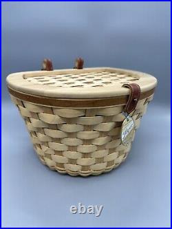 HTF Longaberger 2006 Bicycle Bike Basket Combo Natural/Cherry