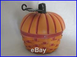 HTF Longaberger 2012 Collectors Club PUMPKIN Basket Set Ceramic Lid Protector