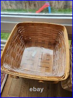 HTF RARE GREEN HANDLE Longaberger 1999 Picnic Basket Wooden Lid Cottage Core