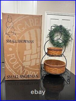 In Box Longaberger Wrought Iron Small Snowman withFrosty and Frosty Jr Baskets