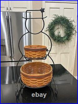 In Box Longaberger Wrought Iron Small Snowman withFrosty and Frosty Jr Baskets