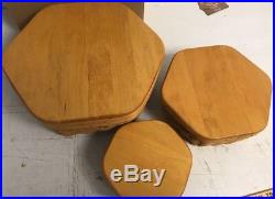 LONGABERGER 1997 HEXAGON BASKETS SET OF 3 WithLIDS & 4 PROTECTORS -NEW ITEMS