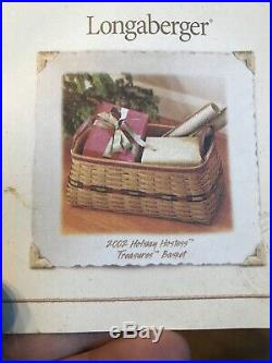 LONGABERGER 2002 Holiday Hostess Treasures Lg Basket Set (Maple Lid, Protector)