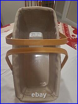 LONGABERGER 2005 STAIR STEP BASKET with Oatmeal LINER & PROTECTOR SignedRCH