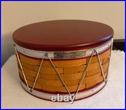 LONGABERGER 2012 CHRISTMAS COLLECTION 10 RED DRUM BASKET With LID & LINER