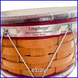 LONGABERGER 2012 CHRISTMAS COLLECTION 10 RED DRUM BASKET With LID & LINER