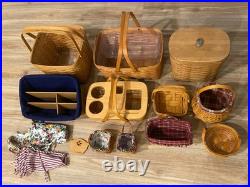LONGABERGER BASKET LOT Of 11, 1991-2006 Various Types & Size Liners Signed Read