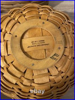 LONGABERGER BASKET LOT Of 11, 1991-2006 Various Types & Size Liners Signed Read