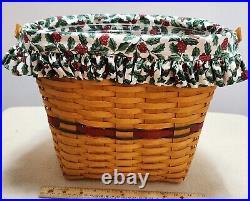 LONGABERGER Basket Winter Wishes Red Christmas 1998 Holiday Hostess +Protector W