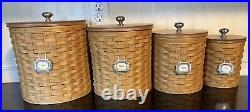 LONGABERGER CANISTER SET COMPLETE WITH LIDS AND LIDDED PROTECTORS and Tags