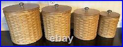 LONGABERGER CANISTER SET COMPLETE WITH LIDS AND LIDDED PROTECTORS and Tags
