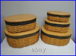 LONGABERGER COLLECTORS CLUB STACKING HARMONY BASKET COMPLETE SET 5 With PROTECTORS
