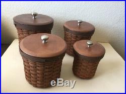 LONGABERGER Canister Baskets Set of 4 sealable protectors warm brown 2007
