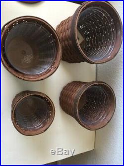 LONGABERGER Canister Baskets Set of 4 sealable protectors warm brown 2007