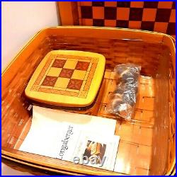 LONGABERGER Checker Board Basket & Tic Tac Toe Basket Set Fathers Day 2000