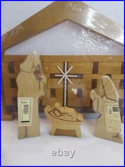 LONGABERGER Christmas NATIVITY Set Maple Woodcrafts RETIRED NWT 6 PC 2002