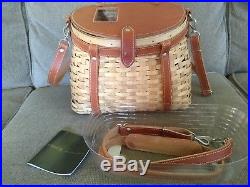LONGABERGER Collectors Club FISHING CREEL Basket Set with Leather Handles NEW