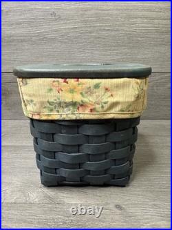 LONGABERGER GREEN TALL TISSUE BOX Baskets WITH LINER & WOODEN LID 2006