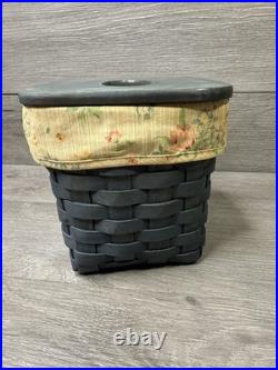 LONGABERGER GREEN TALL TISSUE BOX Baskets WITH LINER & WOODEN LID 2006