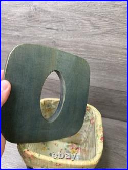 LONGABERGER GREEN TALL TISSUE BOX Baskets WITH LINER & WOODEN LID 2006