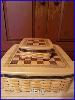 LONGABERGER, Games BasketS, NEW PEWTER Chess SET, WOOD CHECKERS, And Tic Tac Toe
