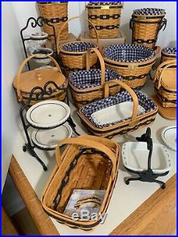 LONGABERGER JW Miniature Basket, Wrought Iron and Pottery Set. FREE SHIPPING