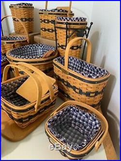 LONGABERGER JW Miniature Basket, Wrought Iron and Pottery Set. FREE SHIPPING