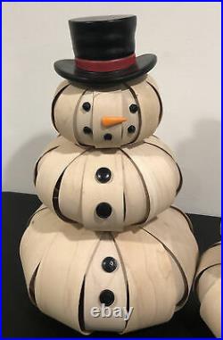 LONGABERGER Large (16) & Medium (12) Top Hat Snowman Set RARE