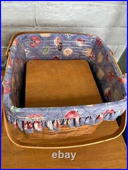 LONGABERGER Large Double-Handled Picnic Basket with Liner Protector Table 1998 LONGABERGER Large Double-Handled Picnic Basket with Liner Protector Table 1998