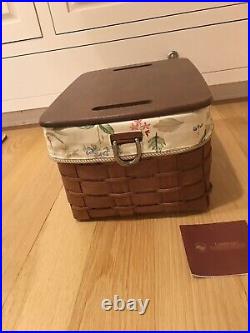 LONGABERGER SMALL SORT & STORE RECTANGLE STORAGE Basket Set lid, liner, protector
