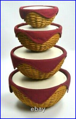 LONGABERGER Serving Solutions Warm Brown Bowl Basket Set of 4 13,11,9,7 Combos