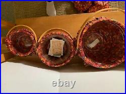 LONGABERGER Set Of 4 PUMPKIN Baskets withFALL FOLIAGE Fabric liners & Fabric Lids