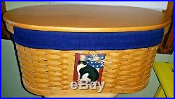 LONGABERGER Small Work Load Basket Set-2002(Lid, Liner, Protector, Tie-on)