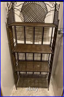 LONGABERGER Vintage WROUGHT IRON 5 TIER STAND SHELF RACK WICKER Bakers Garden