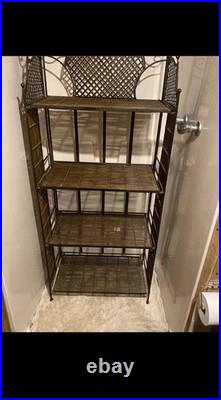 LONGABERGER Vintage WROUGHT IRON 5 TIER STAND SHELF RACK WICKER Bakers Garden