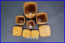 LONGABERGER WOODCRAFTS SET OF 4 CANISTER WOVEN BASKETS With LIDS & PAPERWORK 1997