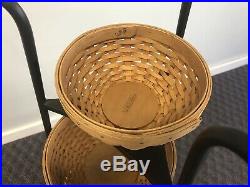LONGABERGER WROUGHT IRON RACK 4 Tier Woven Bowl Baskets Set corner metal vintage