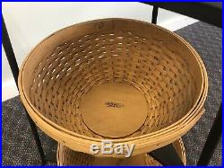 LONGABERGER WROUGHT IRON RACK 4 Tier Woven Bowl Baskets Set corner metal vintage