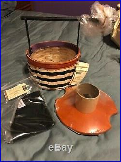 LONGABERGER Wicked Witch 4 pc Set with WI broom handle, lid, liner, and prot- new