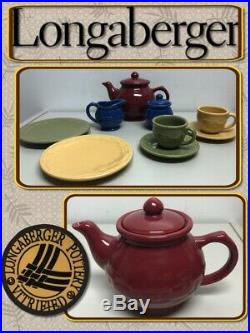 LONGABERGER Woven Traditions Pottery 11 Piece Miniature Tea Set NWOB 699073
