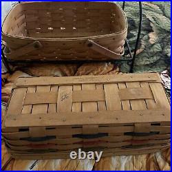 LONGABERGER Wrought Iron 2 Tier Tray Stand & Baskets Protectors Organizer 1999