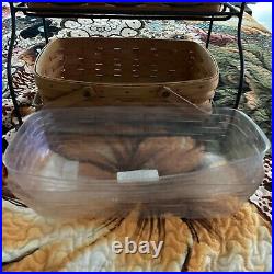 LONGABERGER Wrought Iron 2 Tier Tray Stand & Baskets Protectors Organizer 1999