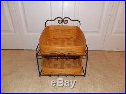 LONGABERGER Wrought Iron (PAPER TRAY STAND) + Classic Stain Basket Set