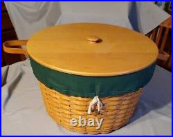 LONGABERGER XL Classic Pot of Gold 2001 Basket with Fabric Liner, Protector & Lid